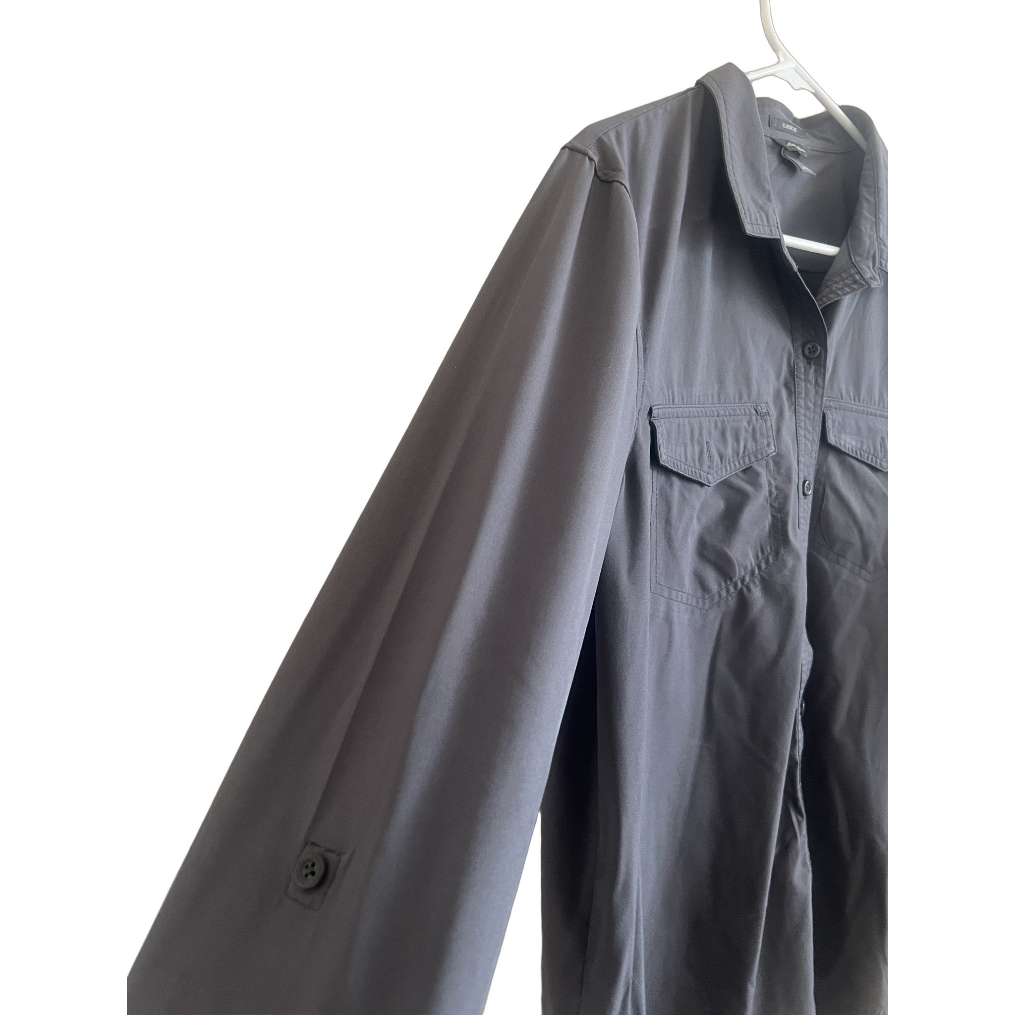 Eddie Bauer Women's Classic Fit Gray Button-Up Shirt Size L