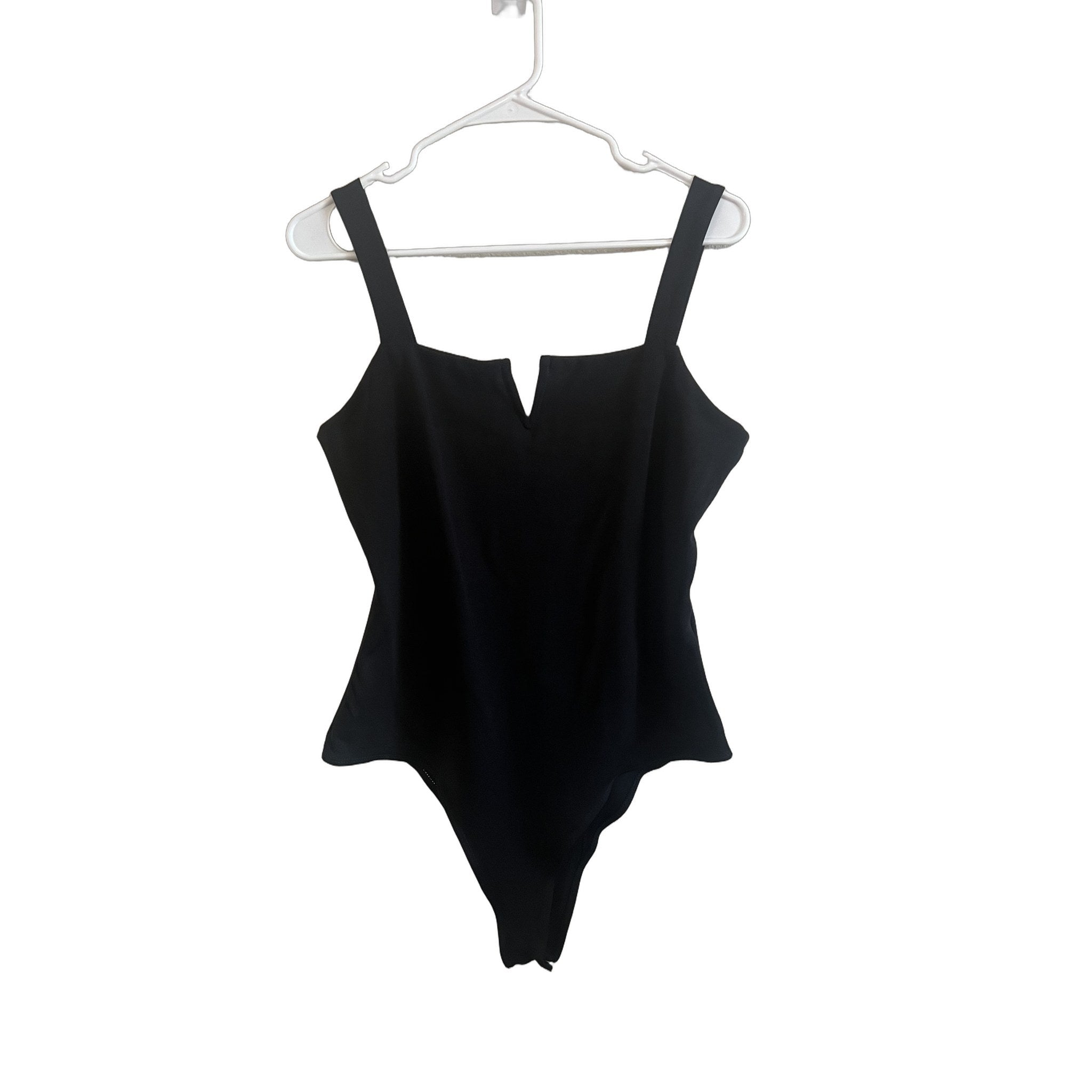 SHEIN Black Bodysuit with V-Cutout Neckline, Size L