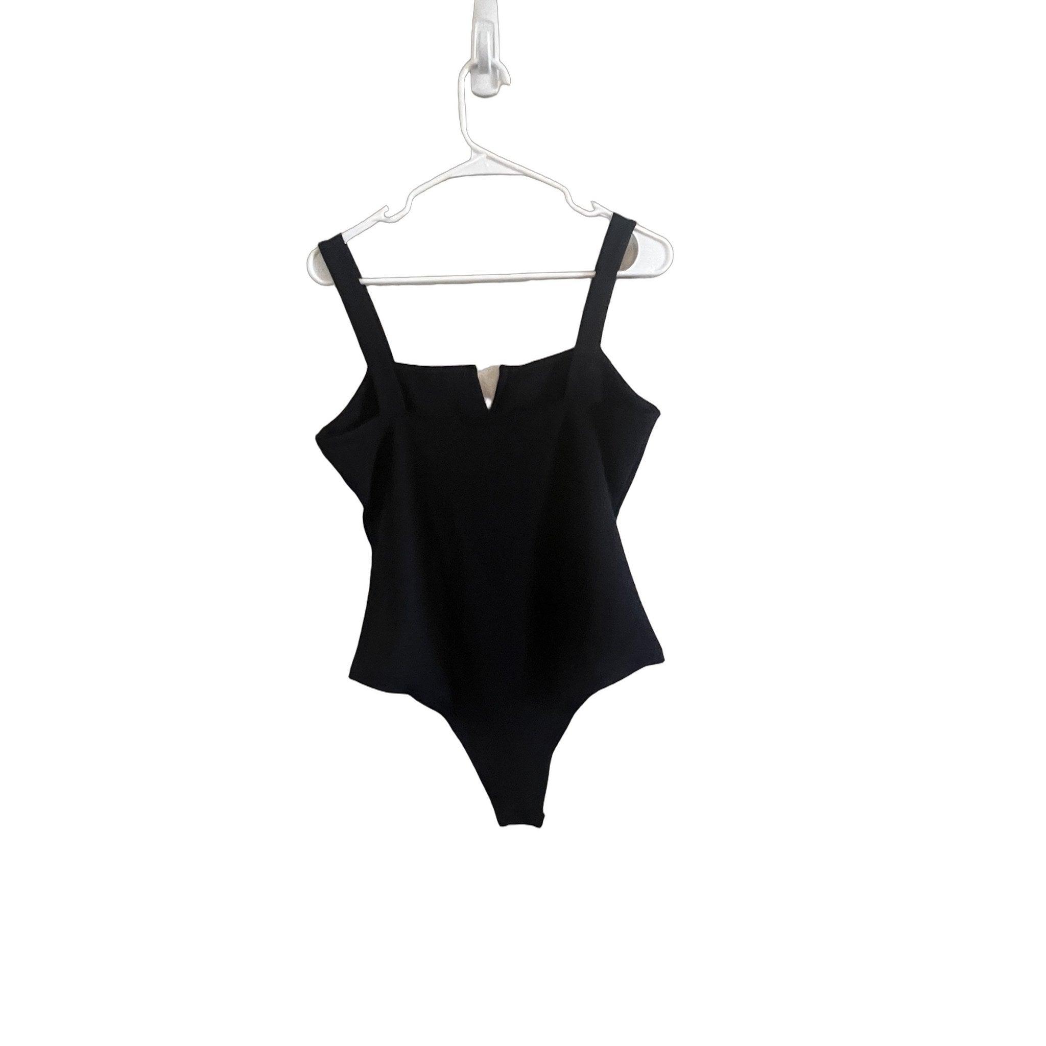 SHEIN Black Bodysuit with V-Cutout Neckline, Size L