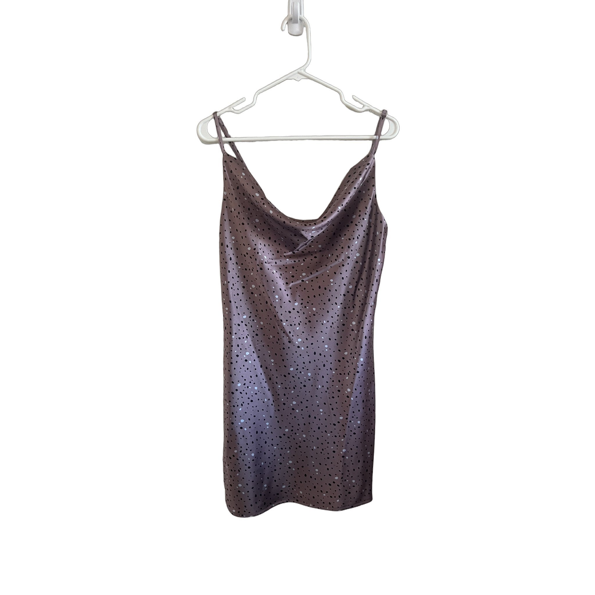 Style Rack Mauve Speckled Satin Cowl Neck Slip Dress - Size L