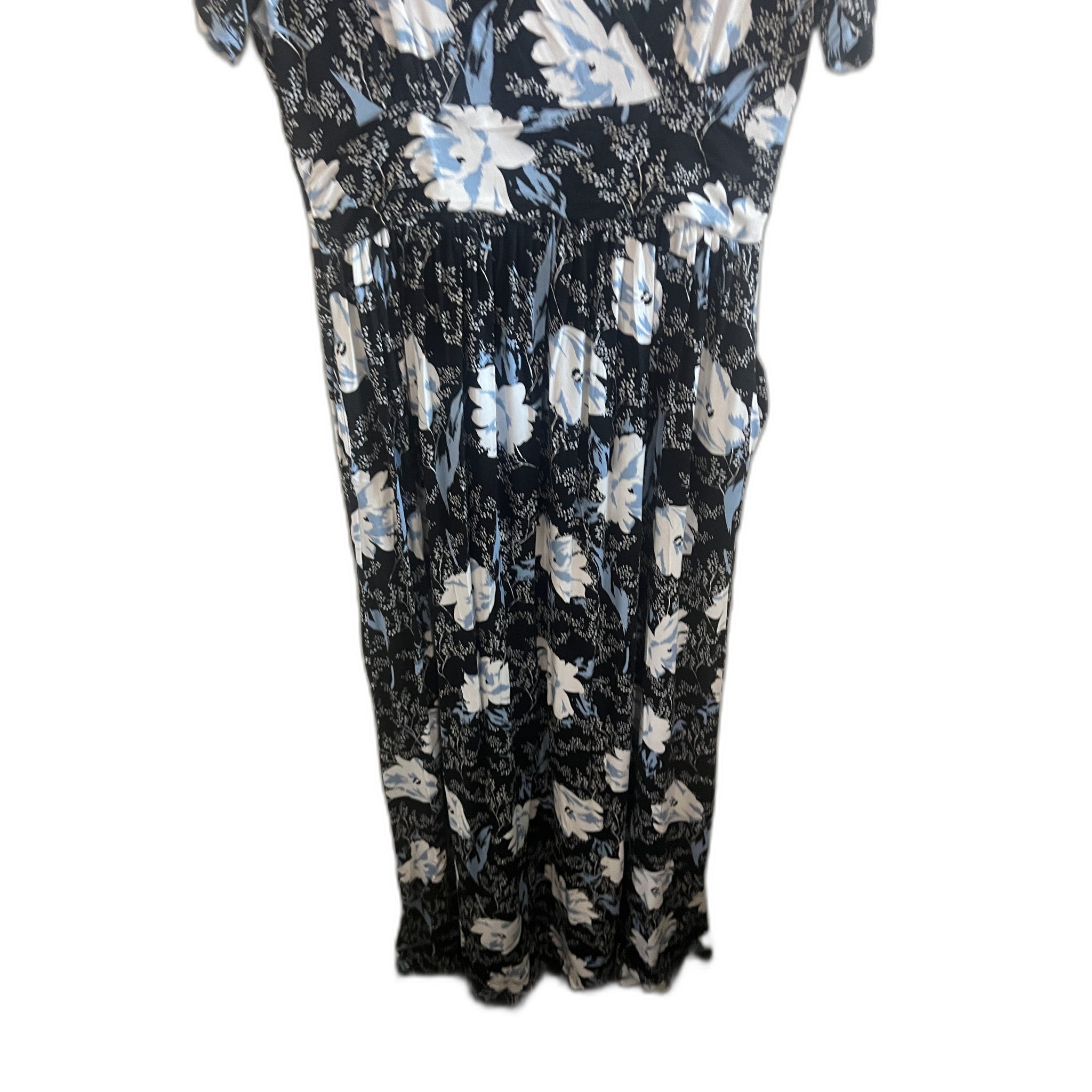 Cathy Women's Black Floral Wrap Maxi Dress, Size L