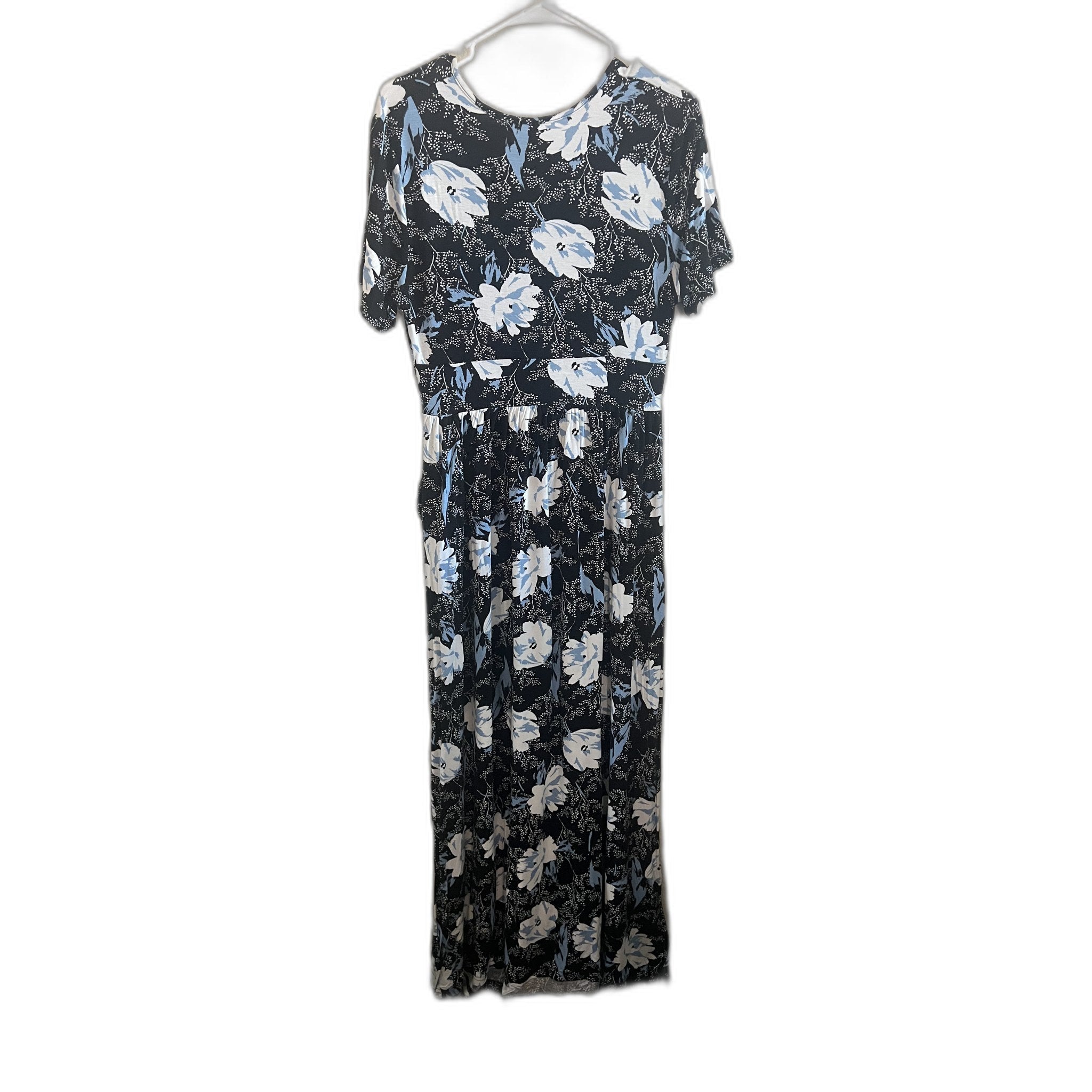 Cathy Women's Black Floral Wrap Maxi Dress, Size L
