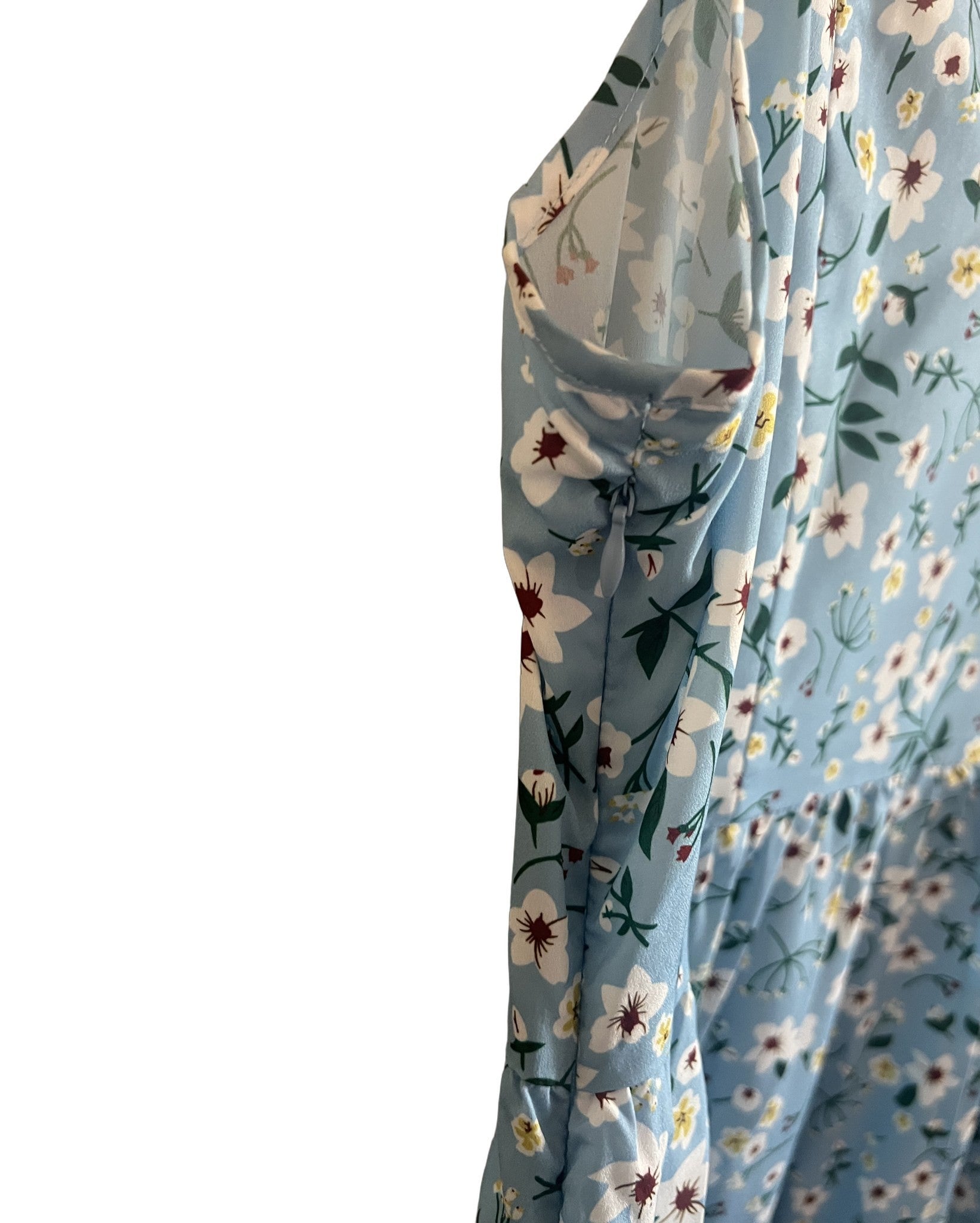 SHEIN Blue Floral Midi Dress with Adjustable Straps - Size L (8/10)