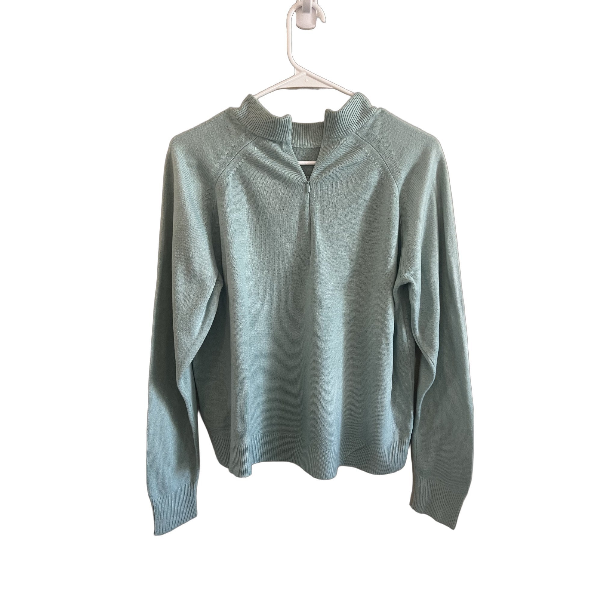 Karen Scott Women's Mint Green Quarter-Zip Knit Sweater, Size M