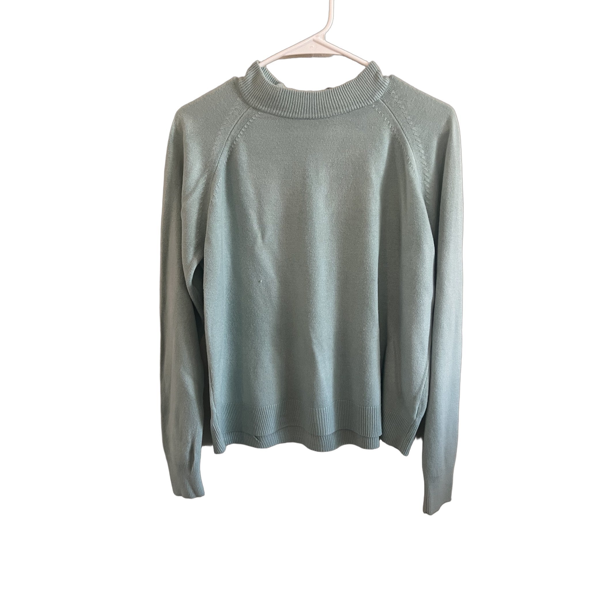 Karen Scott Women's Mint Green Quarter-Zip Knit Sweater, Size M