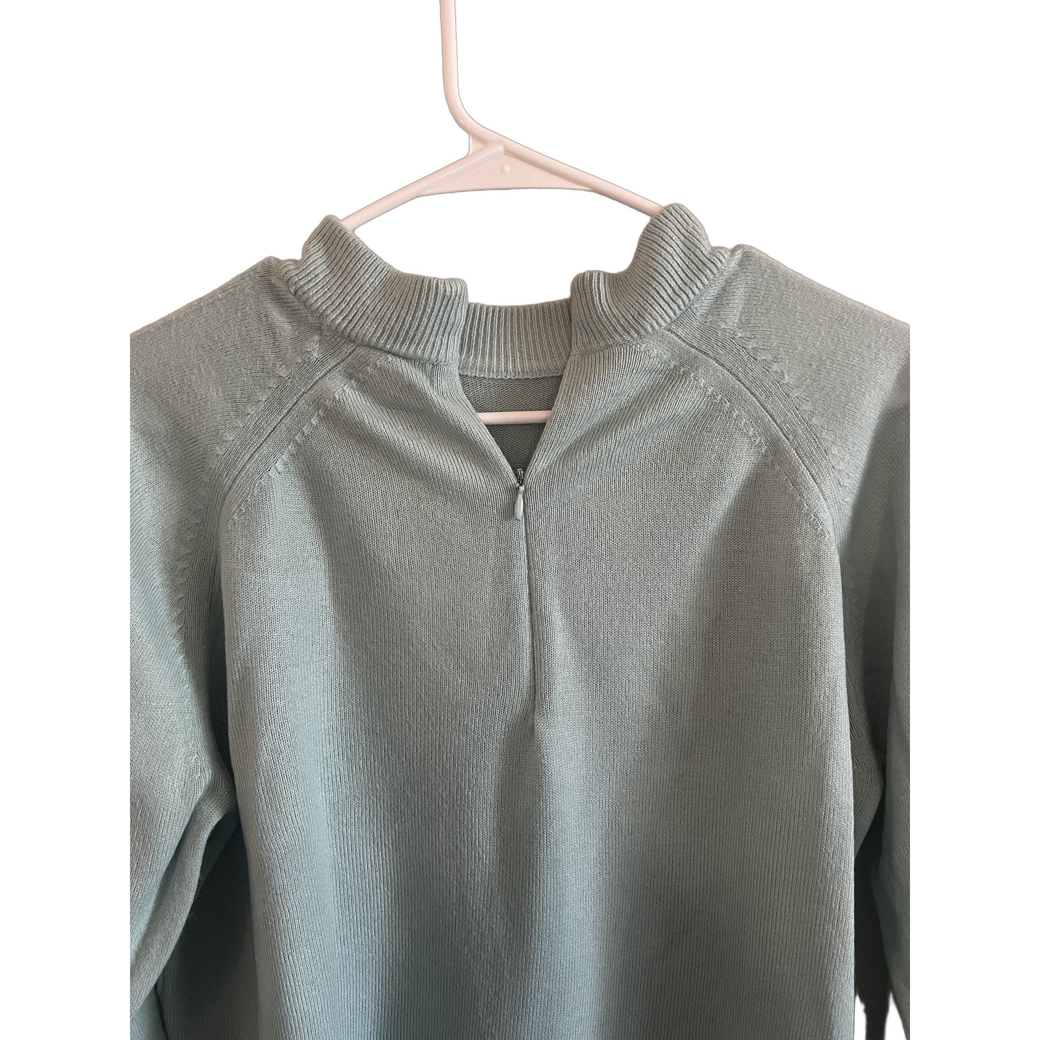 Karen Scott Women's Mint Green Quarter-Zip Knit Sweater, Size M