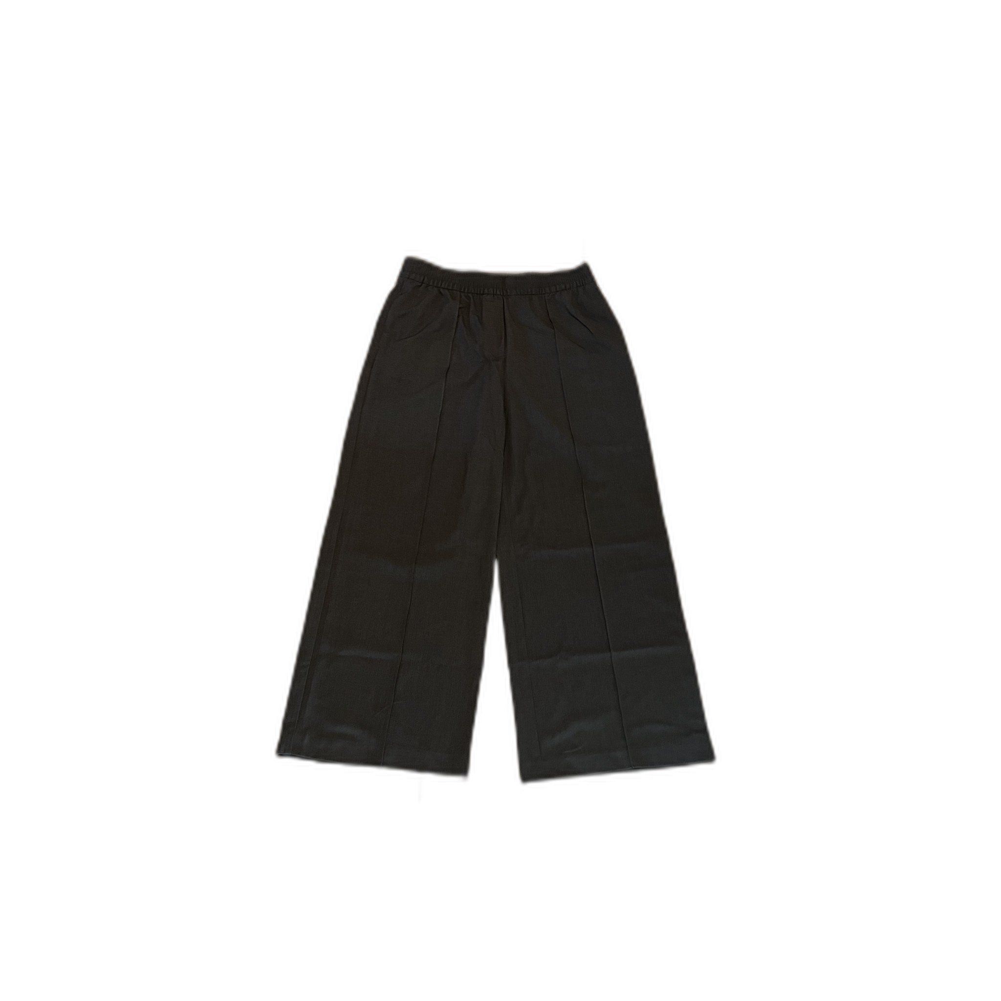 M&S Collection Black Wide Leg Pull-On Trousers, Short Length, UK 14/US 10