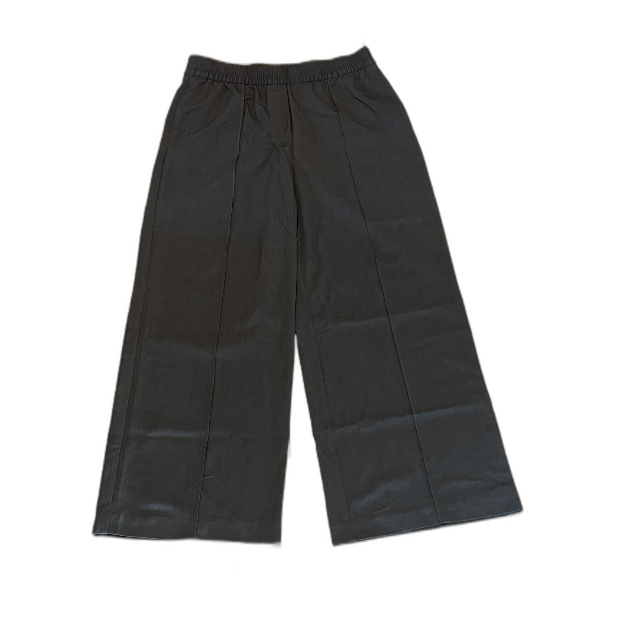 M&S Collection Black Wide Leg Pull-On Trousers, Short Length, UK 14/US 10