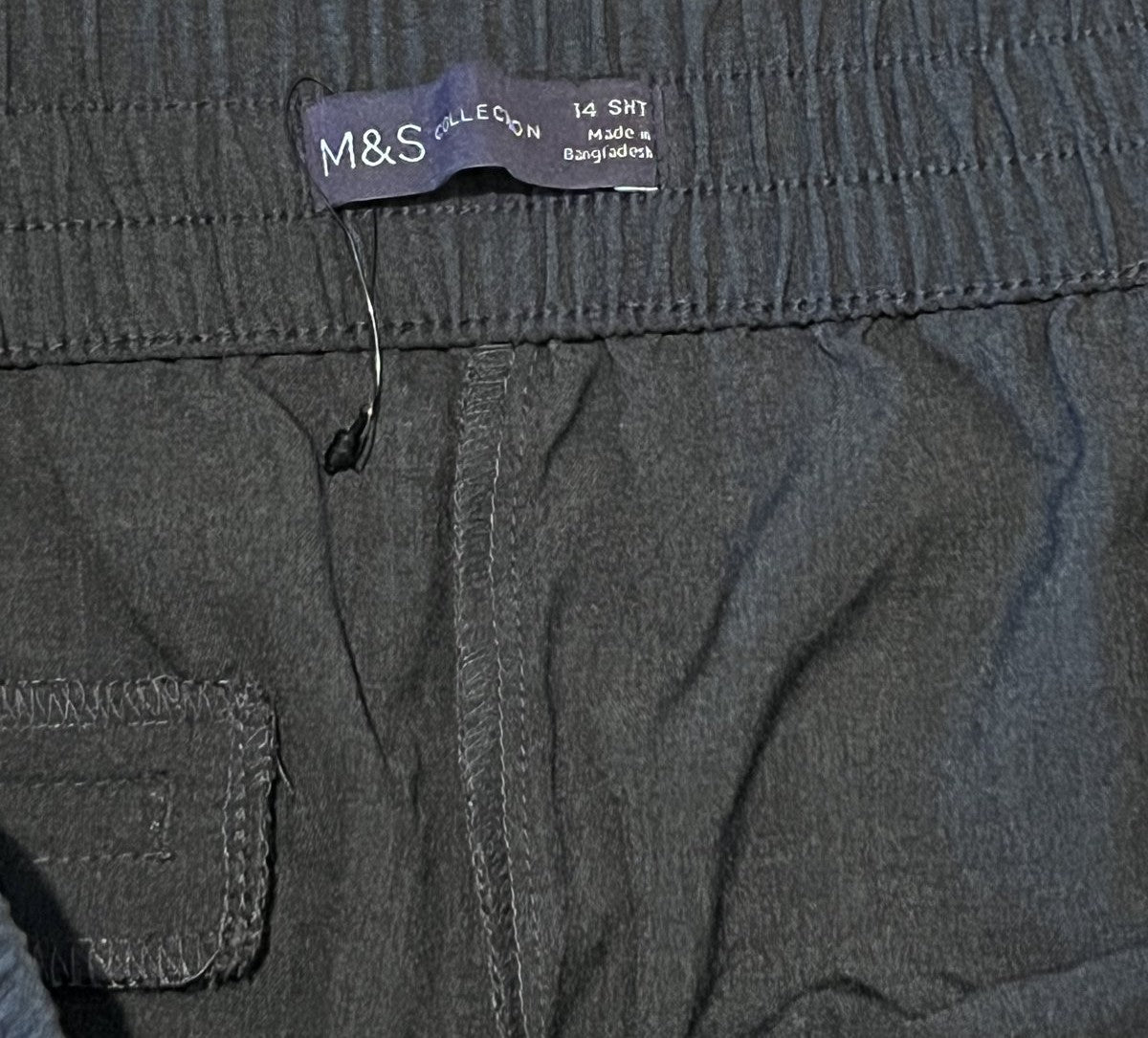 M&S Collection Black Wide Leg Pull-On Trousers, Short Length, UK 14/US 10