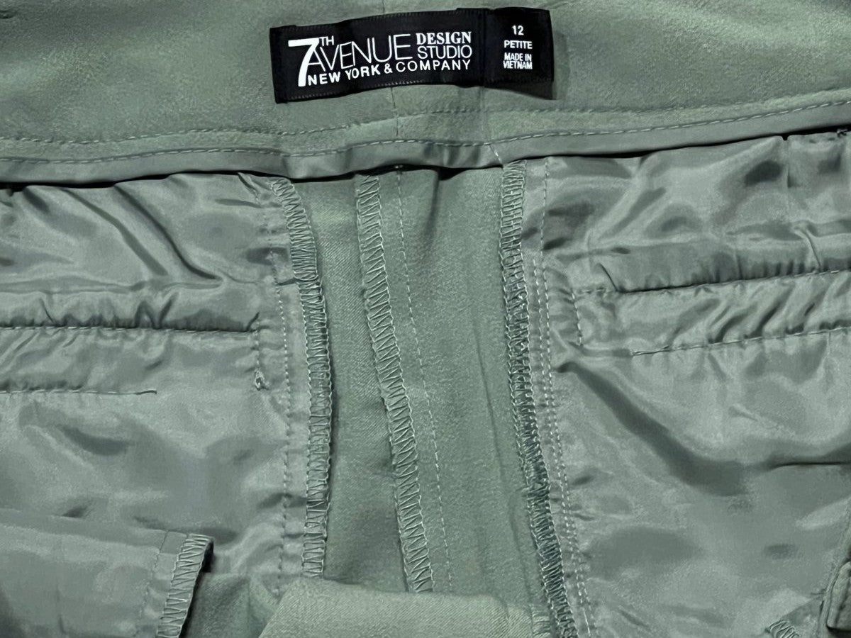 7th Avenue Design Studio Sage Green Trousers Size 12 Petite