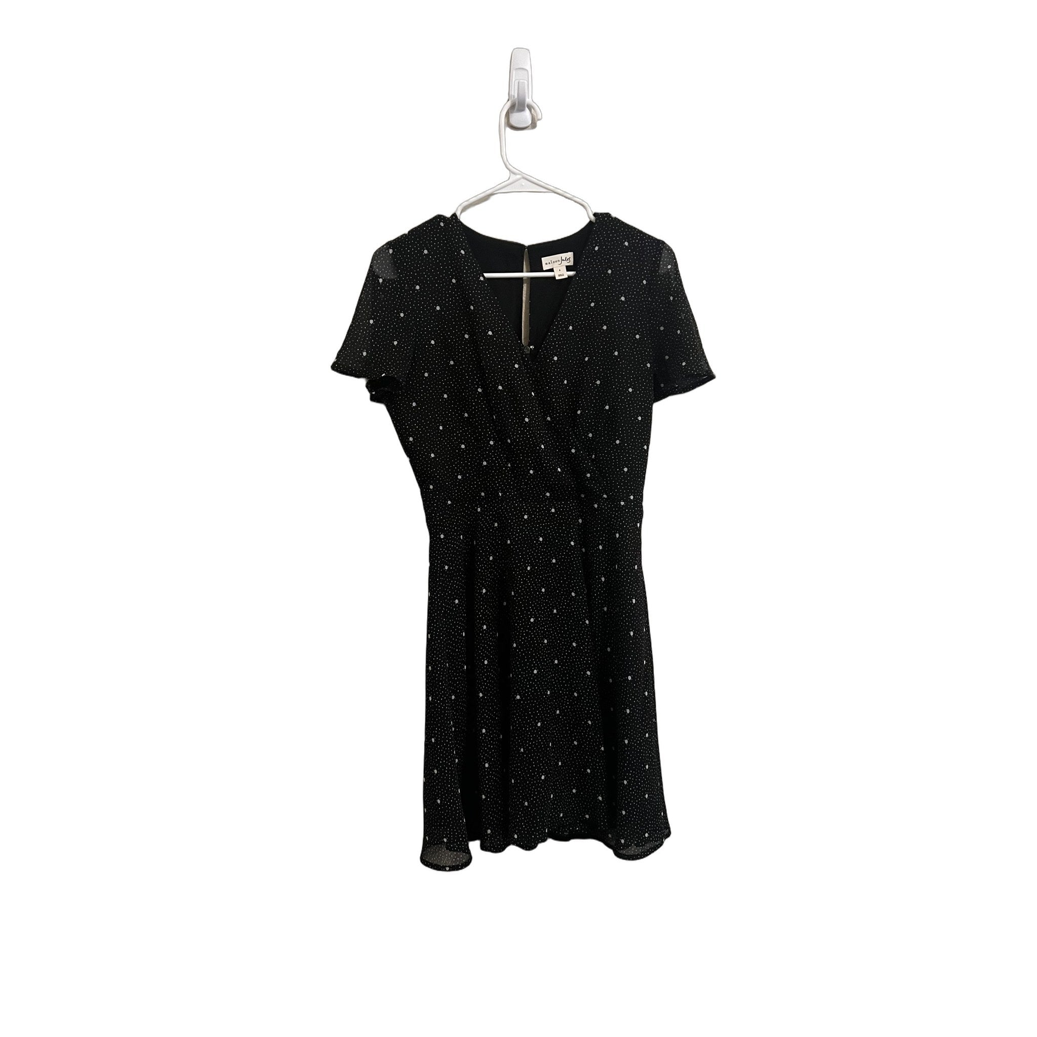 Maison Jules Black Polka Dot Wrap Dress, Size 4