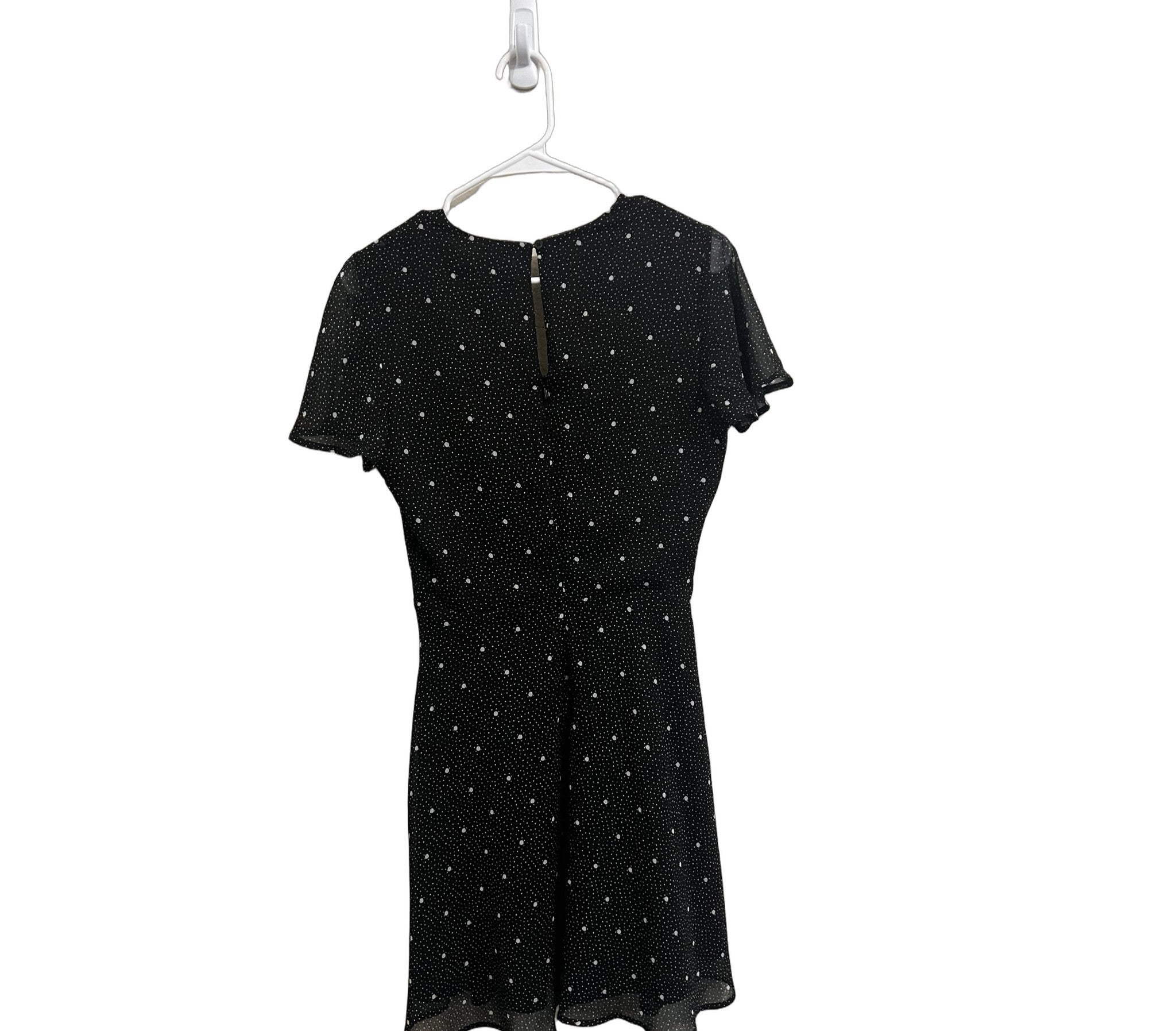 Maison Jules Black Polka Dot Wrap Dress, Size 4