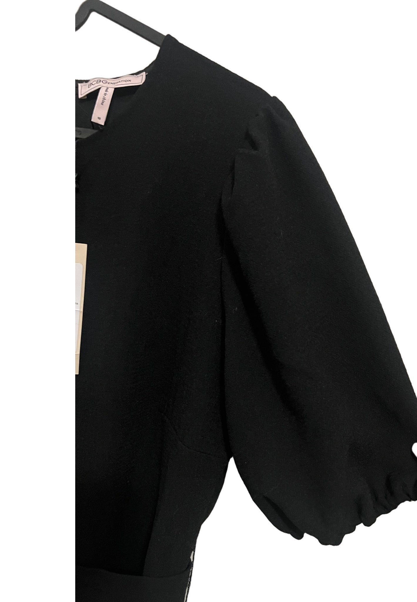 BCBGeneration Black Belted Romper with Puff Sleeves, Size 10, NWT