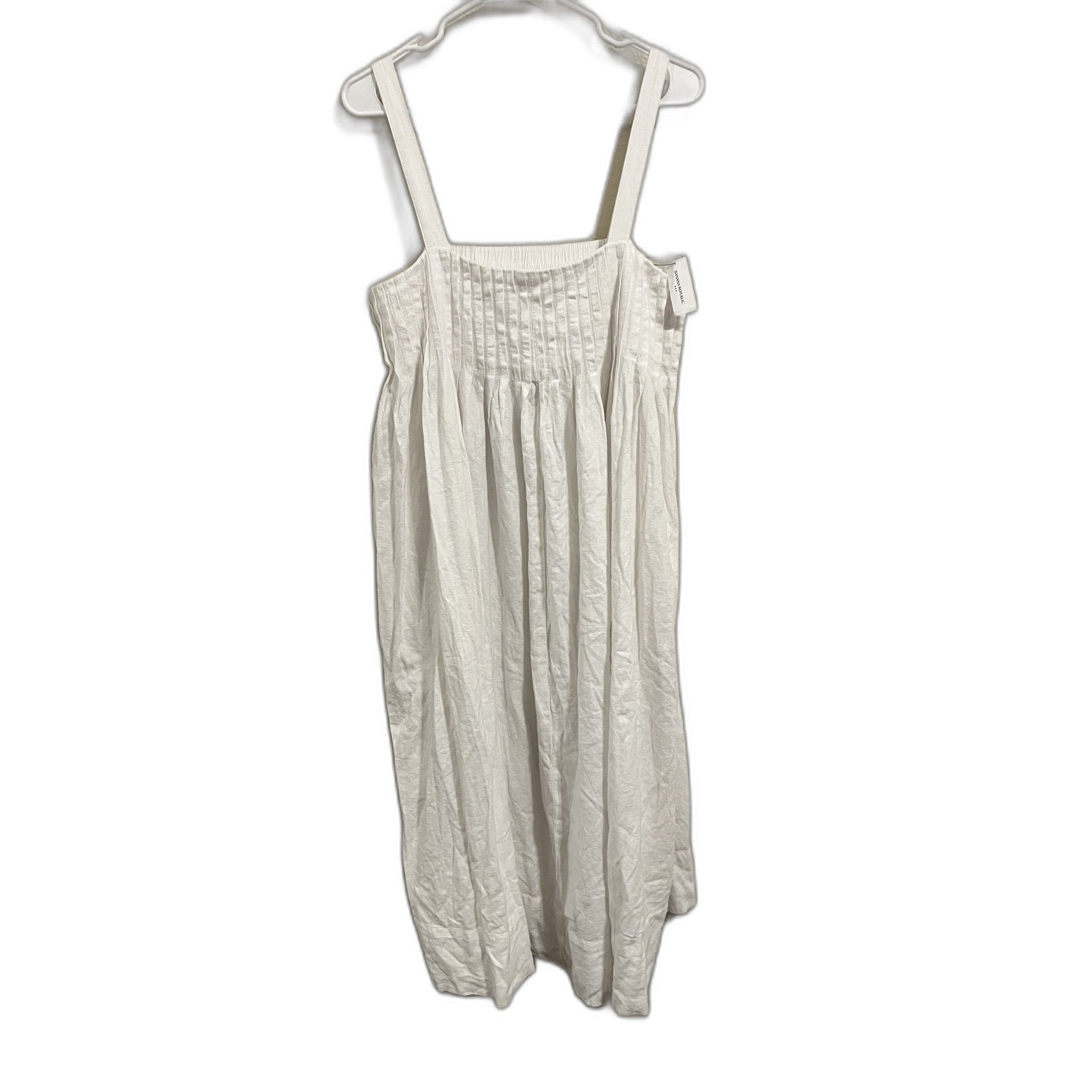Banana Republic White Pintuck Linen Blend Midi Dress NWT Size M Petite