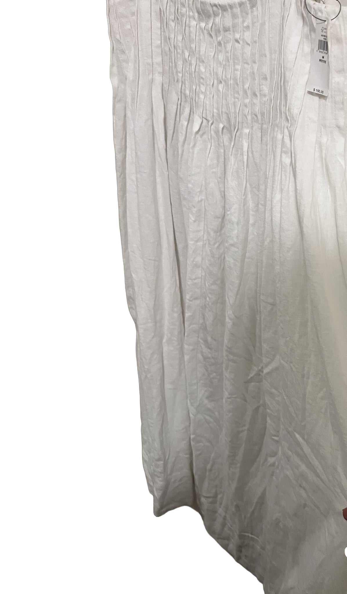 Banana Republic White Pintuck Linen Blend Midi Dress NWT Size M Petite
