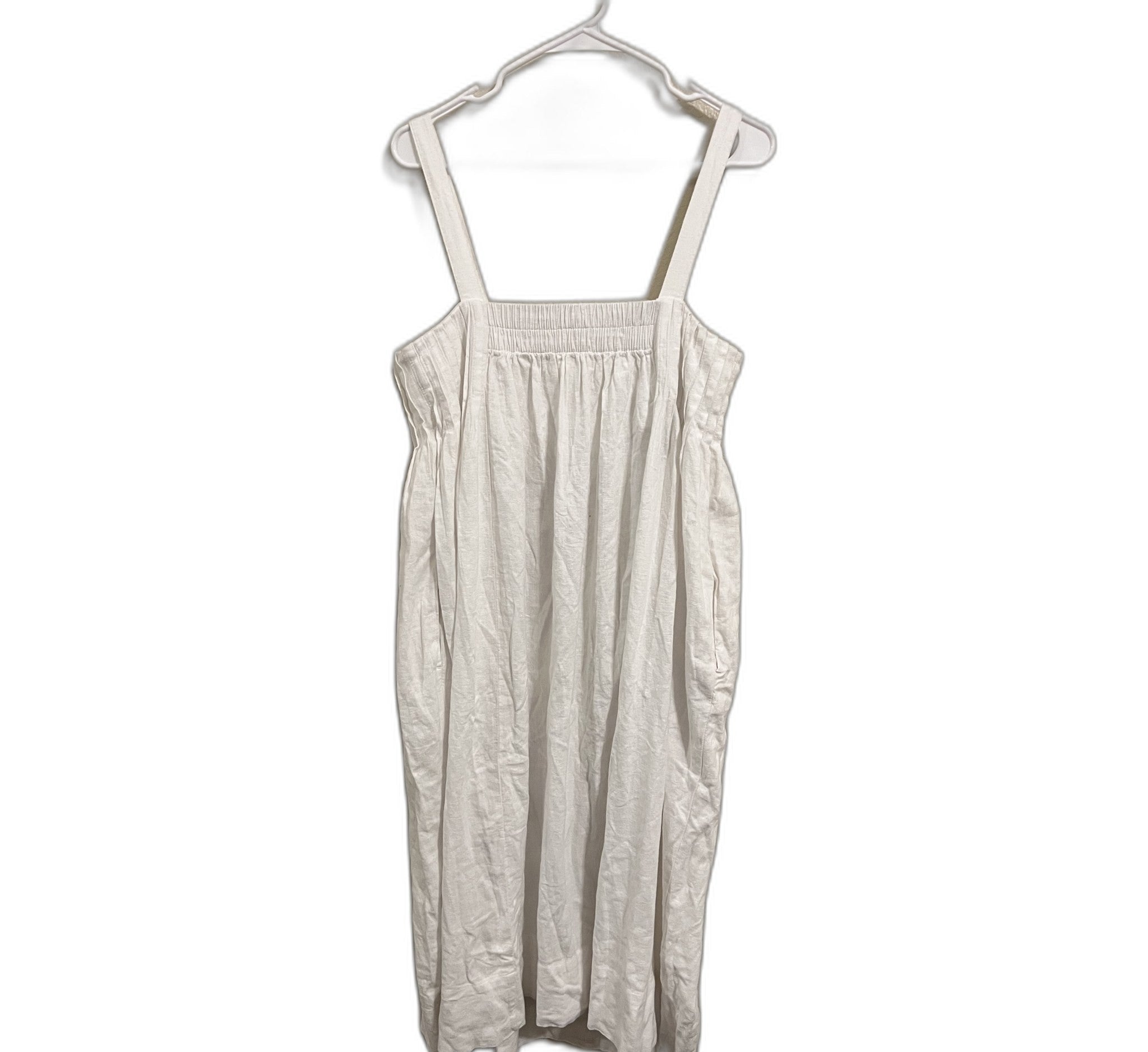 Banana Republic White Pintuck Linen Blend Midi Dress NWT Size M Petite