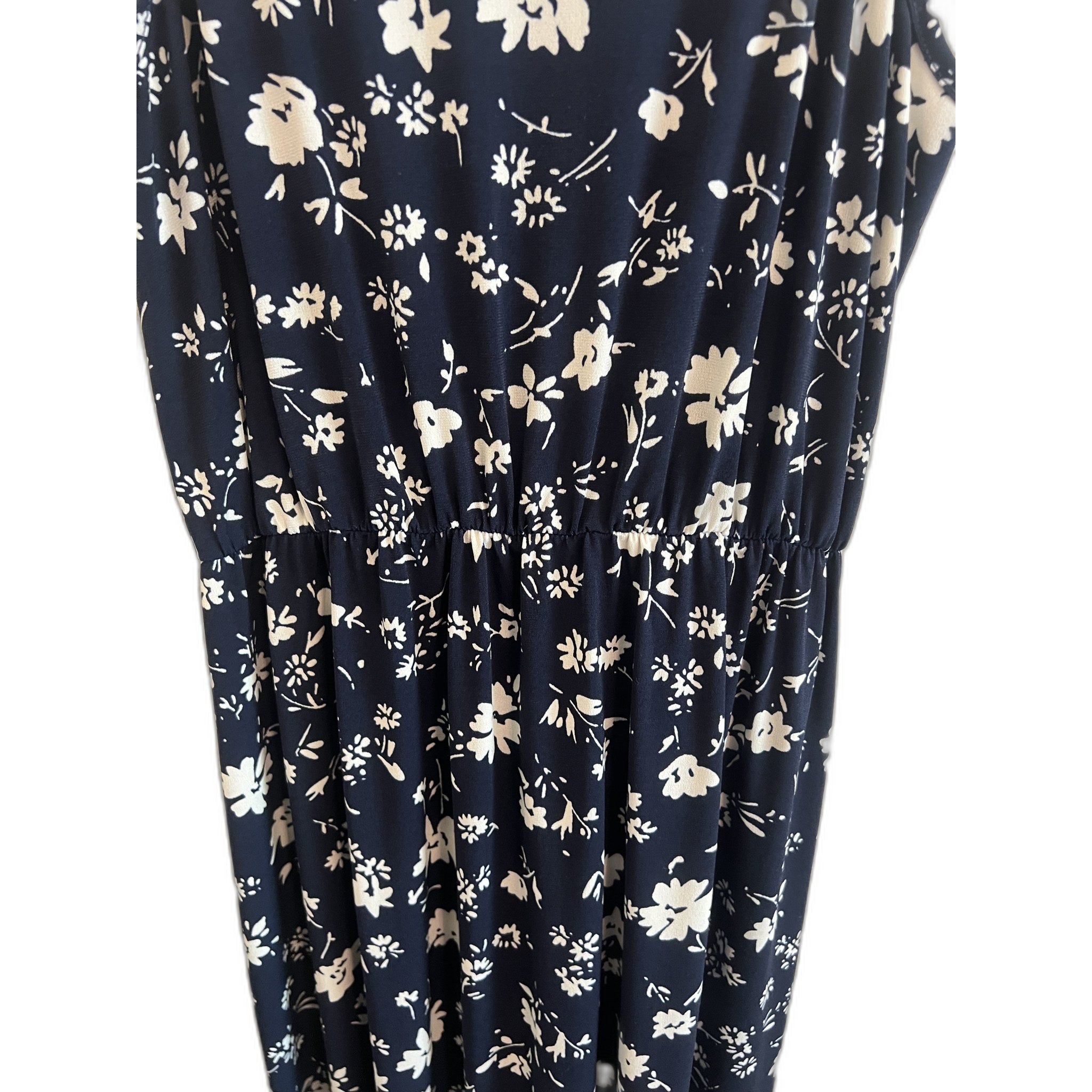 Olivia Grey Navy Floral Maxi Dress with Slit - Size S