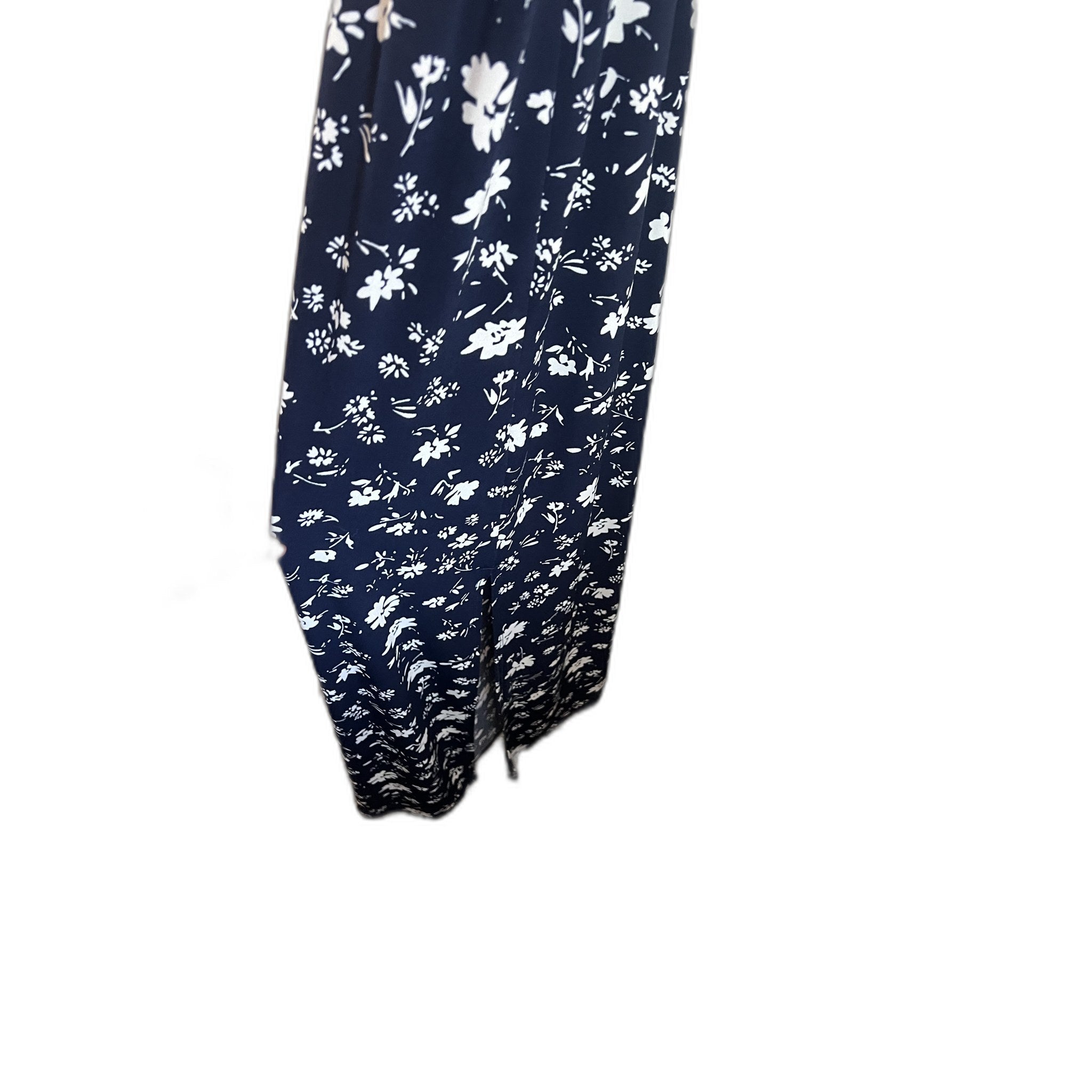 Olivia Grey Navy Floral Maxi Dress with Slit - Size S