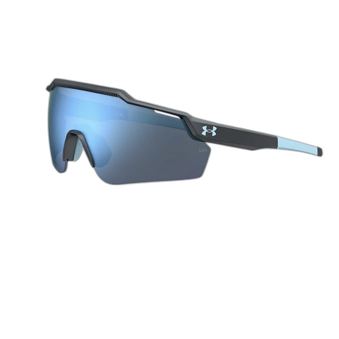 Under Armour Wrap Sunglasses - Black & Blue Mirrored Lens with Pouch