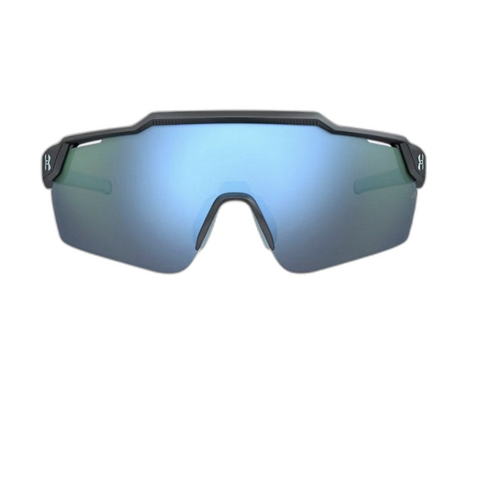 Under Armour Wrap Sunglasses - Black & Blue Mirrored Lens with Pouch