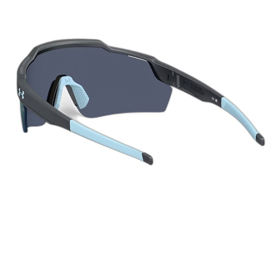 Under Armour Wrap Sunglasses - Black & Blue Mirrored Lens with Pouch