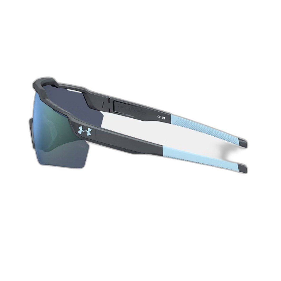 Under Armour Wrap Sunglasses - Black & Blue Mirrored Lens with Pouch