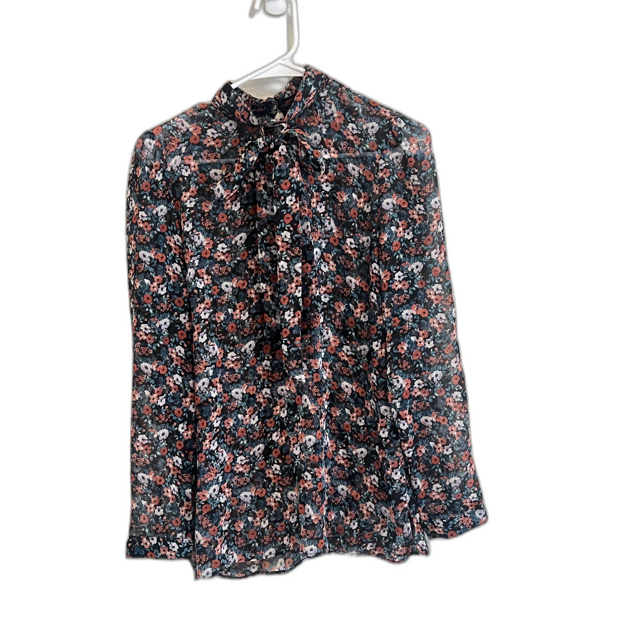 Zara Trafaluc Floral Tie-Neck Blouse - Size M