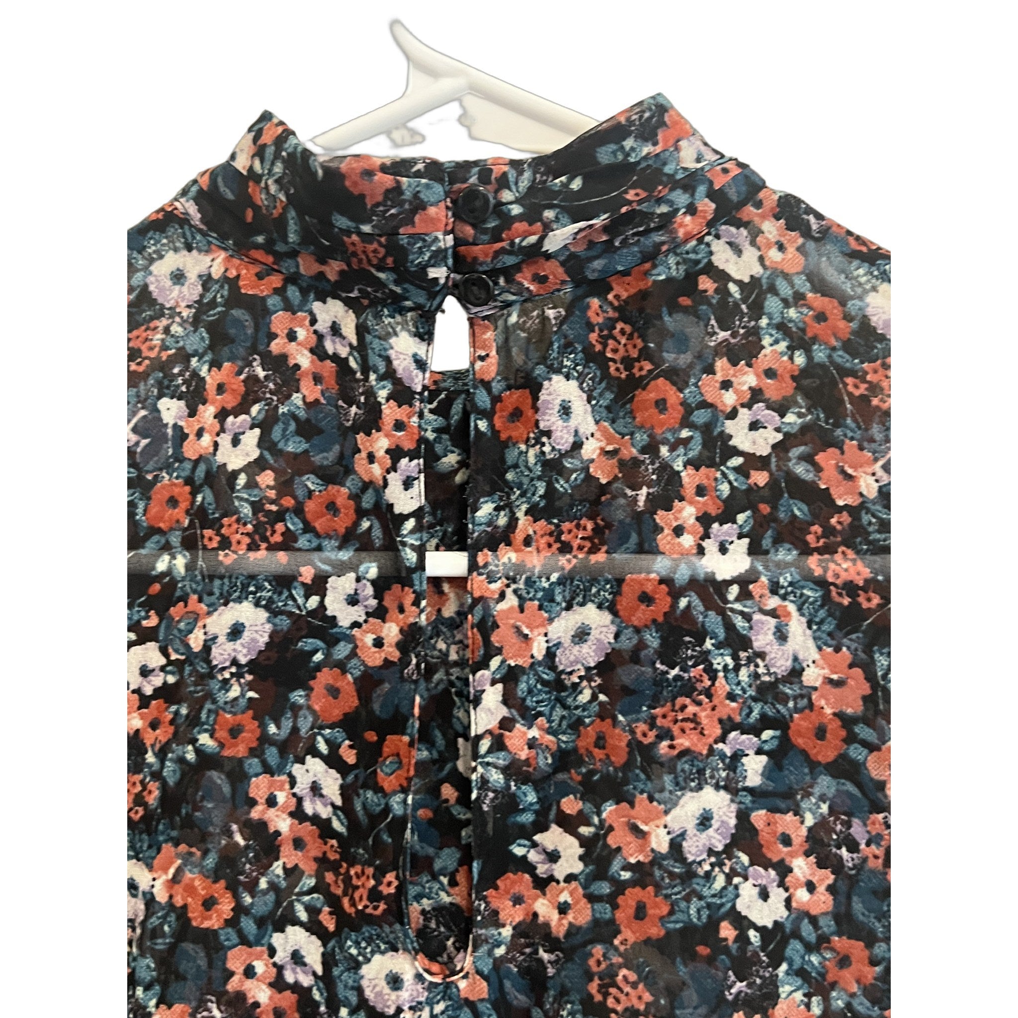 Zara Trafaluc Floral Tie-Neck Blouse - Size M