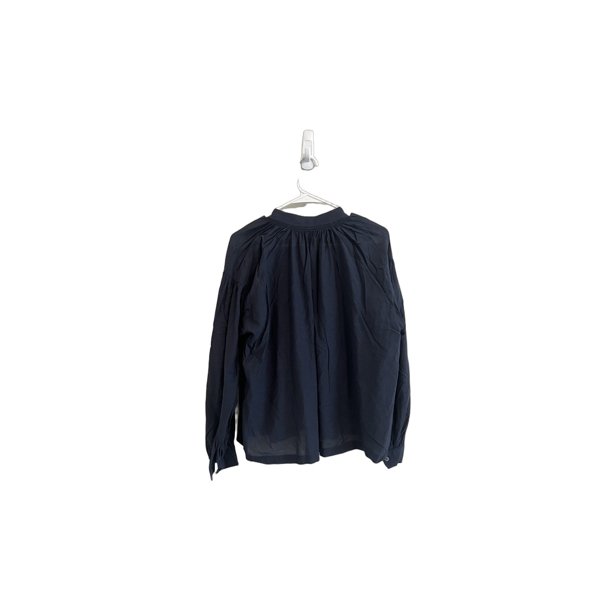 Madewell Navy Split V-Neck Long Sleeve Blouse - Size M