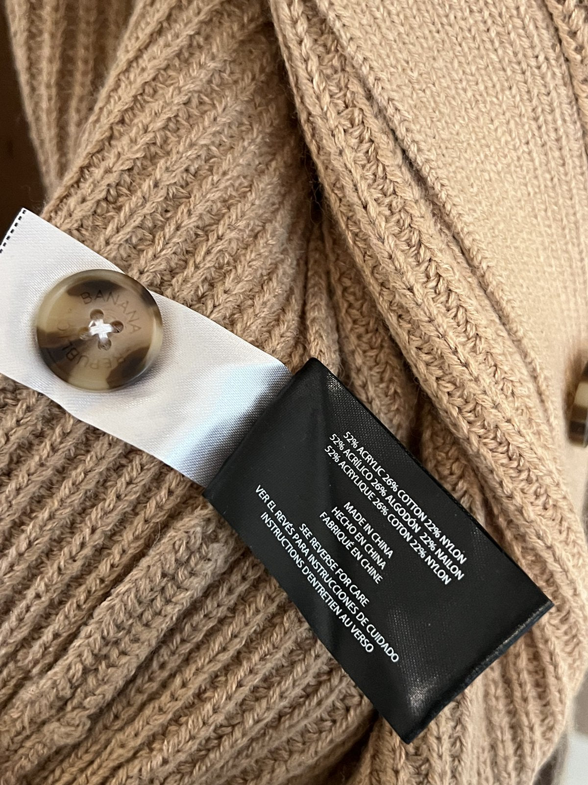 Banana Republic Women's Camel Ribbed Knit Cardigan Sweater Size M
