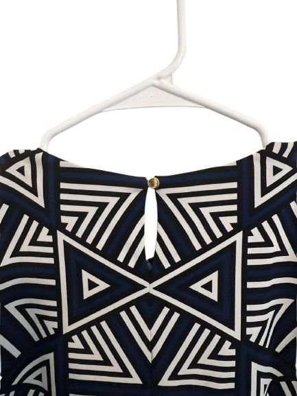 Calvin Klein Women's Navy Geometric Print Sleeveless Blouse Size S