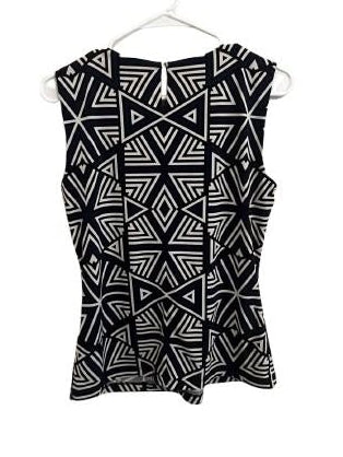 Calvin Klein Women's Navy Geometric Print Sleeveless Blouse Size S