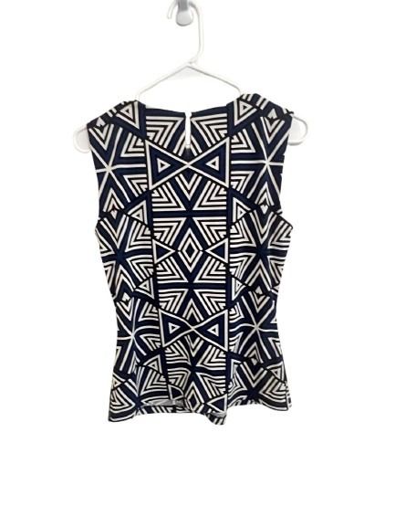 Calvin Klein Women's Navy Geometric Print Sleeveless Blouse Size S
