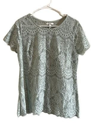 Maurices Sage Green Lace Short Sleeve Top Size 0