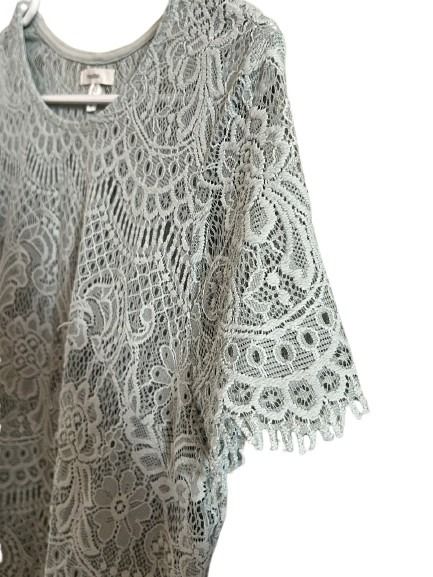 Maurices Sage Green Lace Short Sleeve Top Size 0