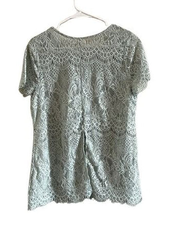 Maurices Sage Green Lace Short Sleeve Top Size 0