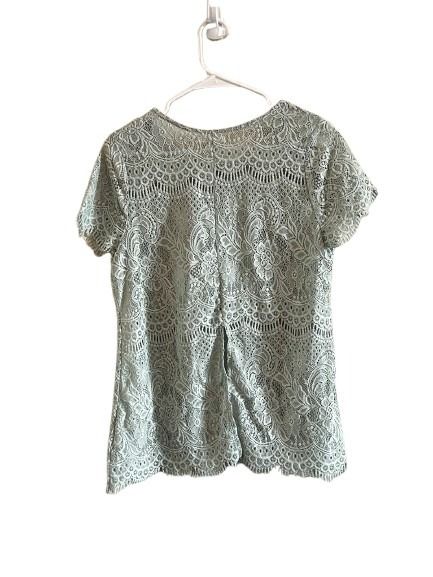 Maurices Sage Green Lace Short Sleeve Top Size 0