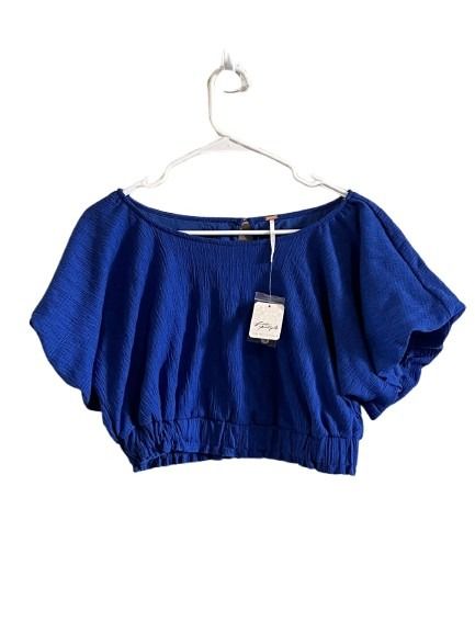 Free People Blue Crinkle Crop Top NWT Size M