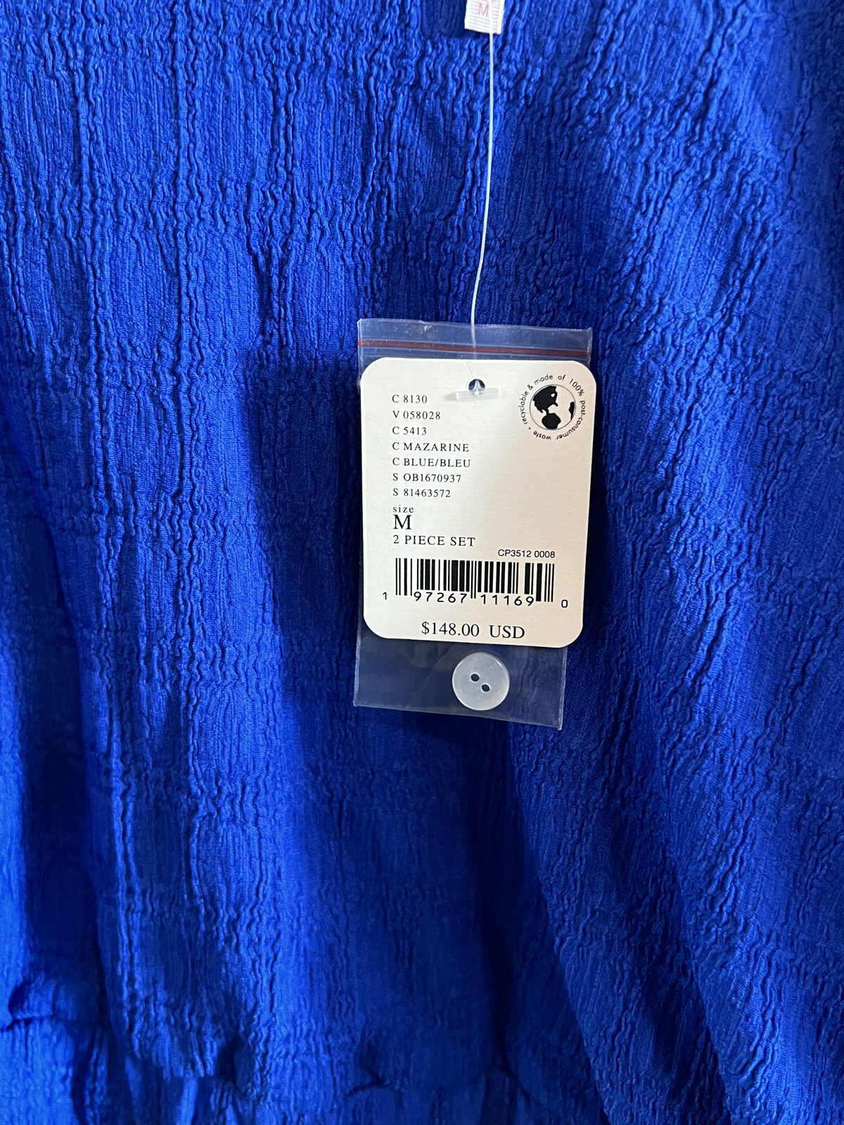 Free People Blue Crinkle Crop Top NWT Size M