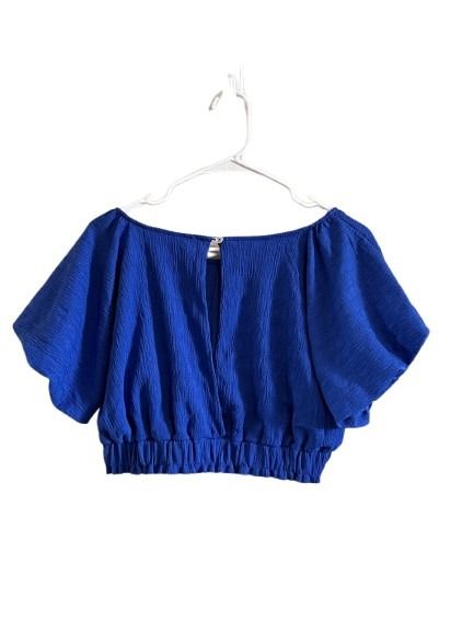 Free People Blue Crinkle Crop Top NWT Size M