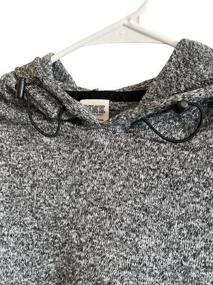 PINK Victoria's Secret Cropped Hoodie Gray Marled Drawstring Hem