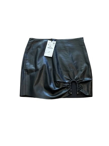 Zara Faux Leather Mini Skirt with Ruched Cutout Detail - Size S NWT