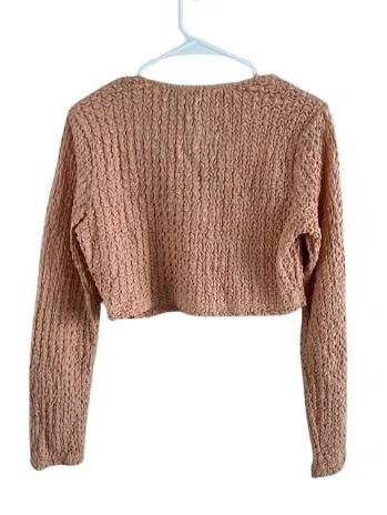Peach Chunky Knit Cropped Sweater