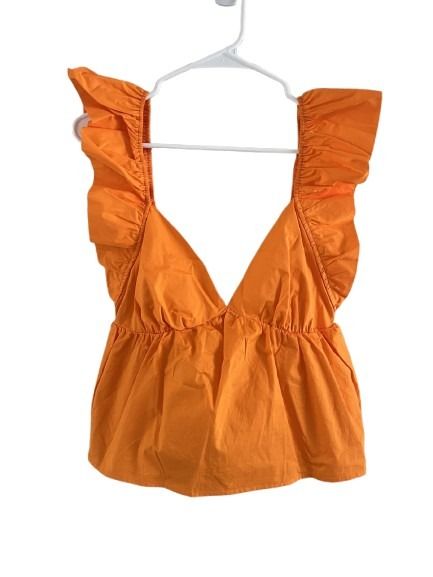 Le Lis Orange Ruffle Peplum Tie-Back Top NWT Size S