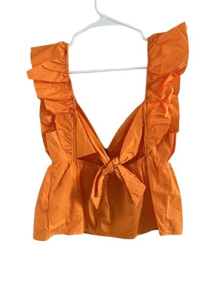 Le Lis Orange Ruffle Peplum Tie-Back Top NWT Size S
