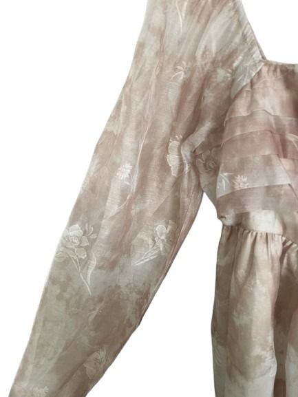 Idem Ditto Blush Floral Tie-Dye Babydoll Mini Dress NWT