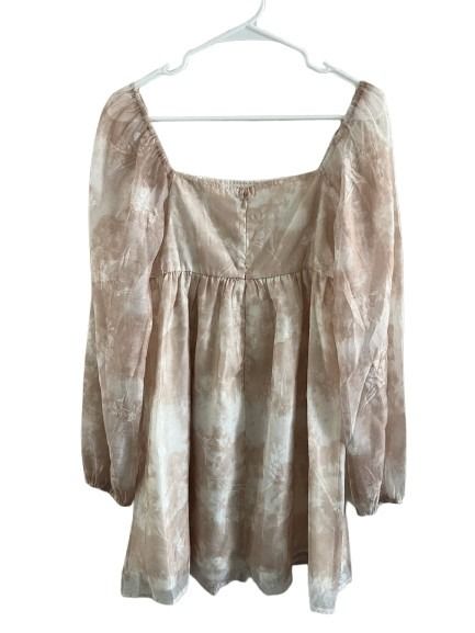 Idem Ditto Blush Floral Tie-Dye Babydoll Mini Dress NWT