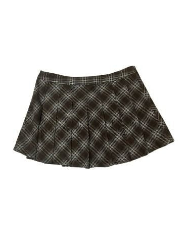Le Lis Collection Brown Plaid Pleated Mini Skirt NWT Size L