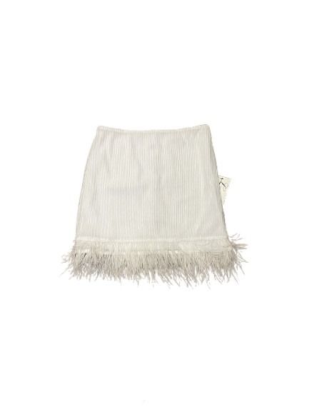 Cloud Ten White Feather Trim Mini Skirt NWT Size M