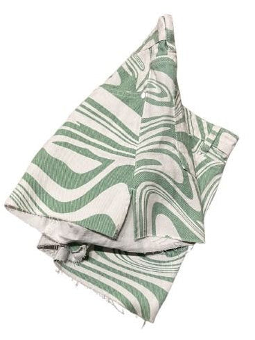 Green & White Swirl Print Denim Shorts - NWT